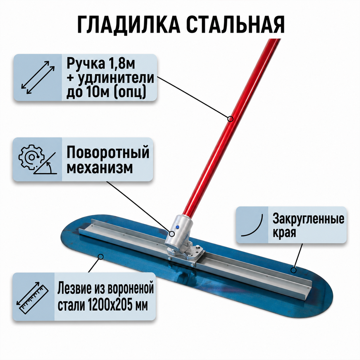 Устройство стальной гладилки для бетона